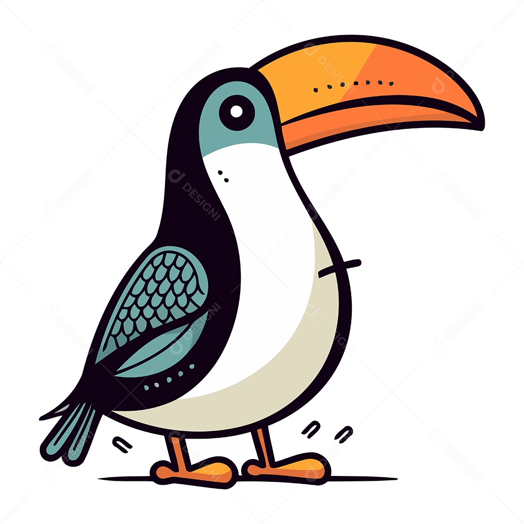 Tucano de Desenho Animado Ilustração Vetor EPS