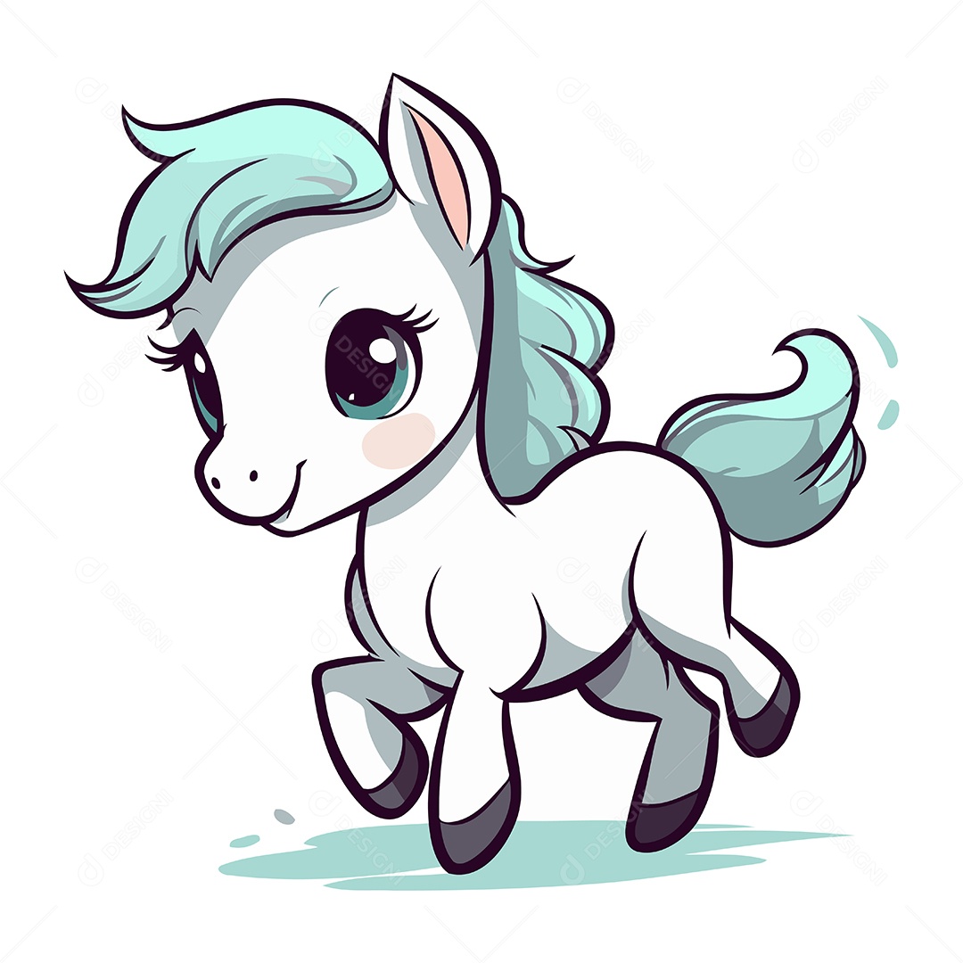 Pônei Fofo de Desenho Animado Ilustração Vetor EPS