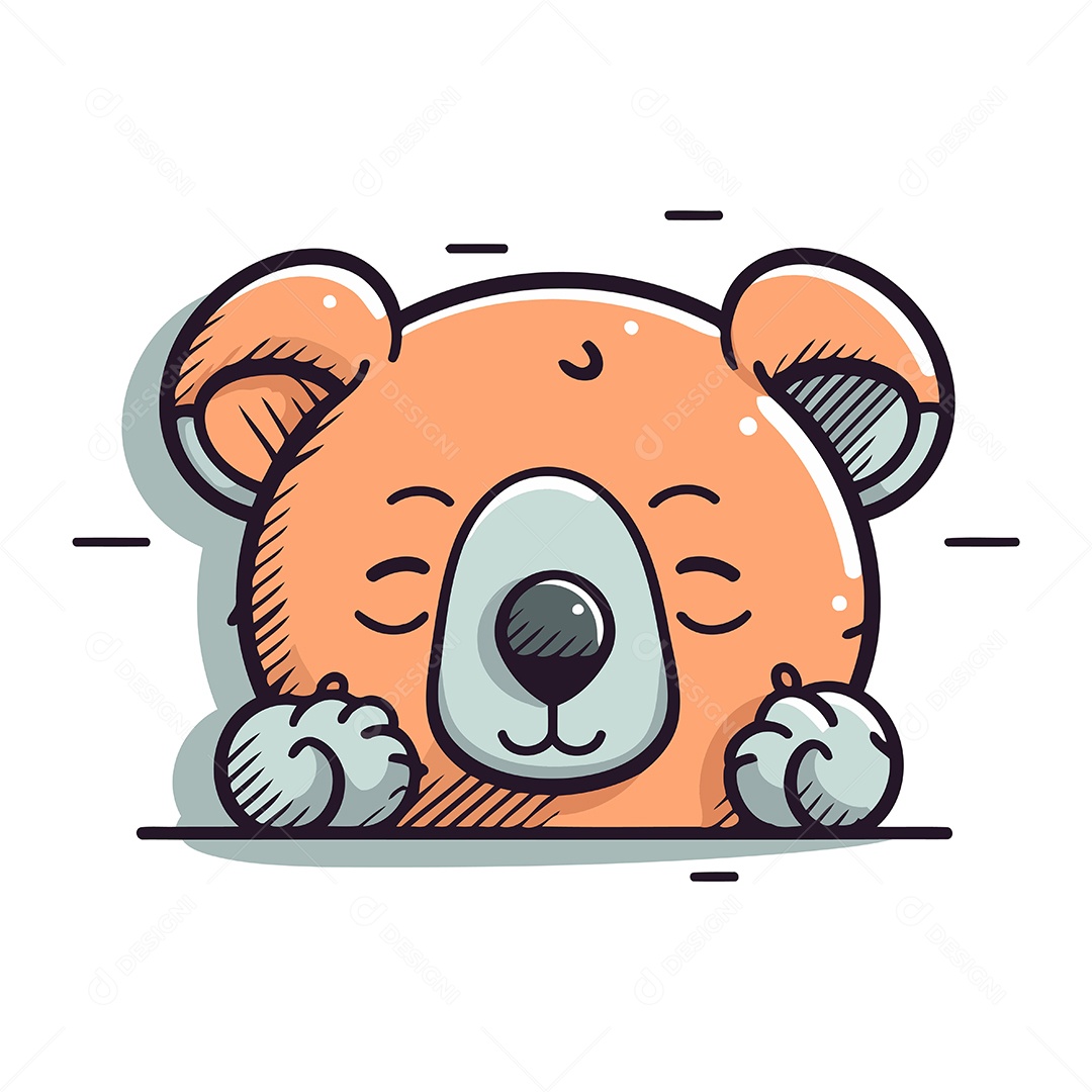 Urso Fofo de Desenho Animado Ilustração Vetor EPS