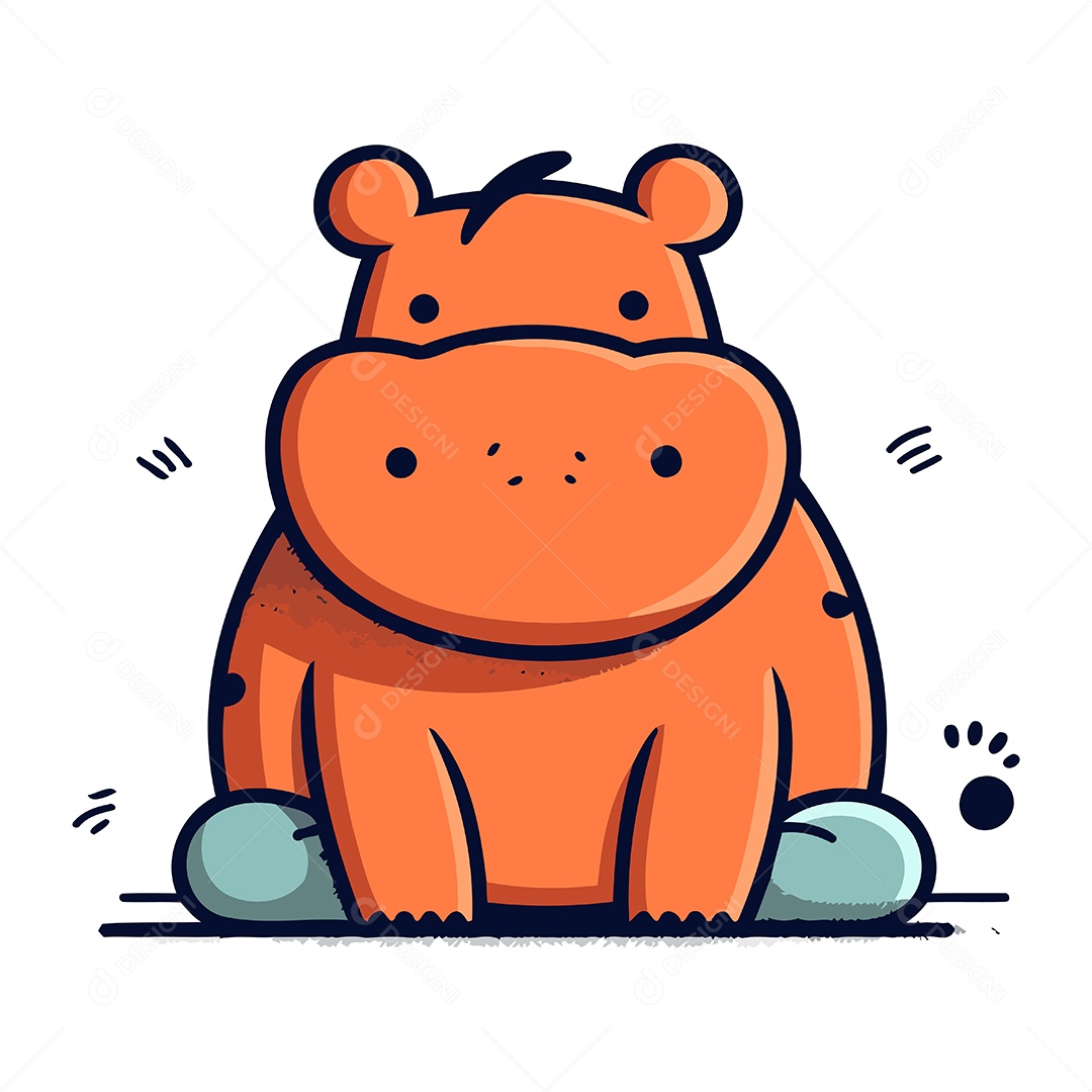 Hipopótamo de Desenho Animado Ilustração Vetor EPS