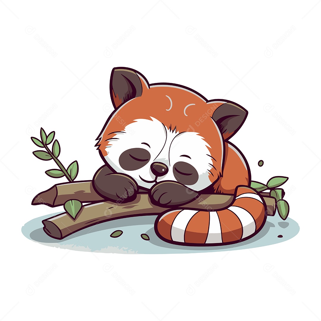 Panda Vermelho Fofo Dormindo Ilustração Vetor EPS