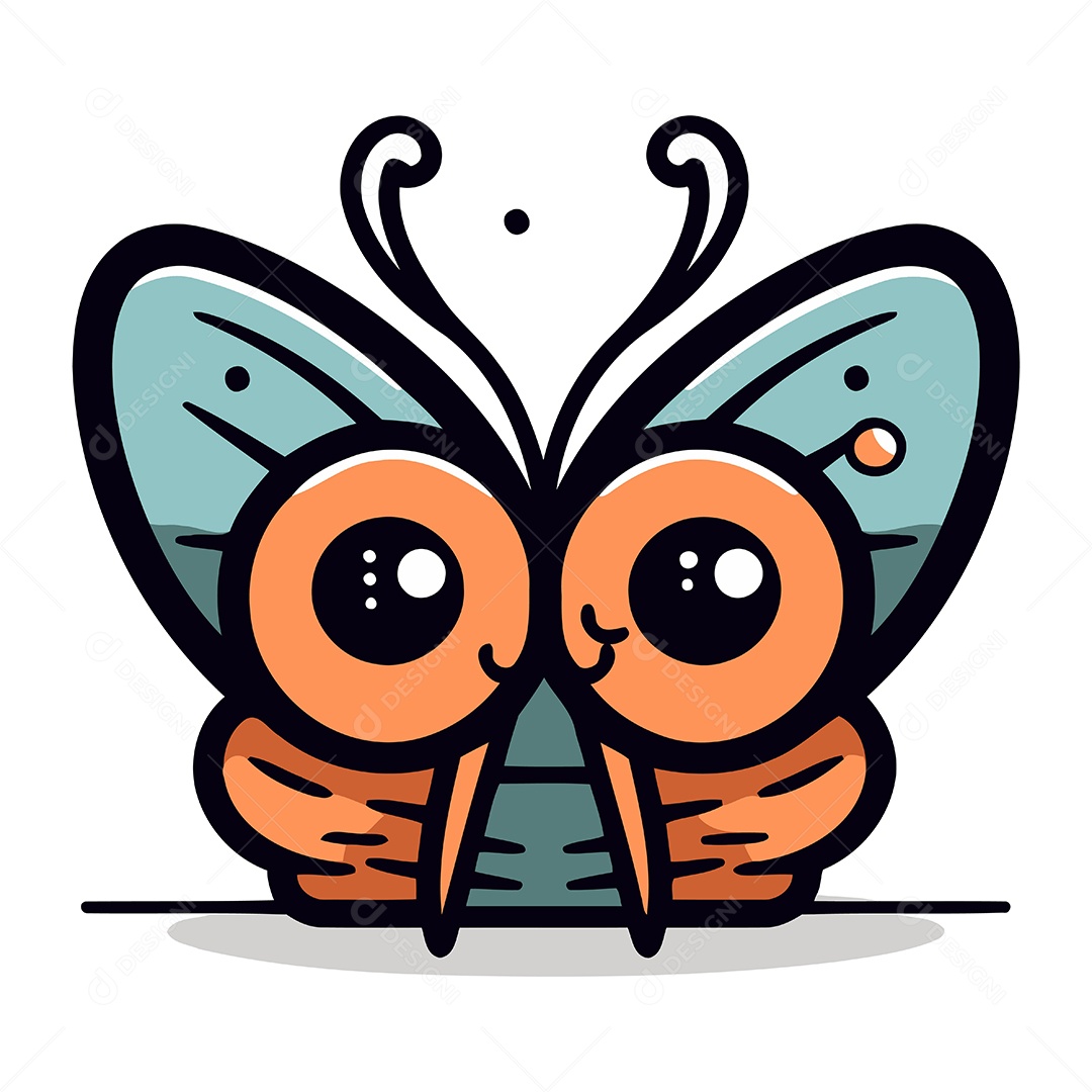 Borboleta de Desenho Animado Ilustração Vetor EPS