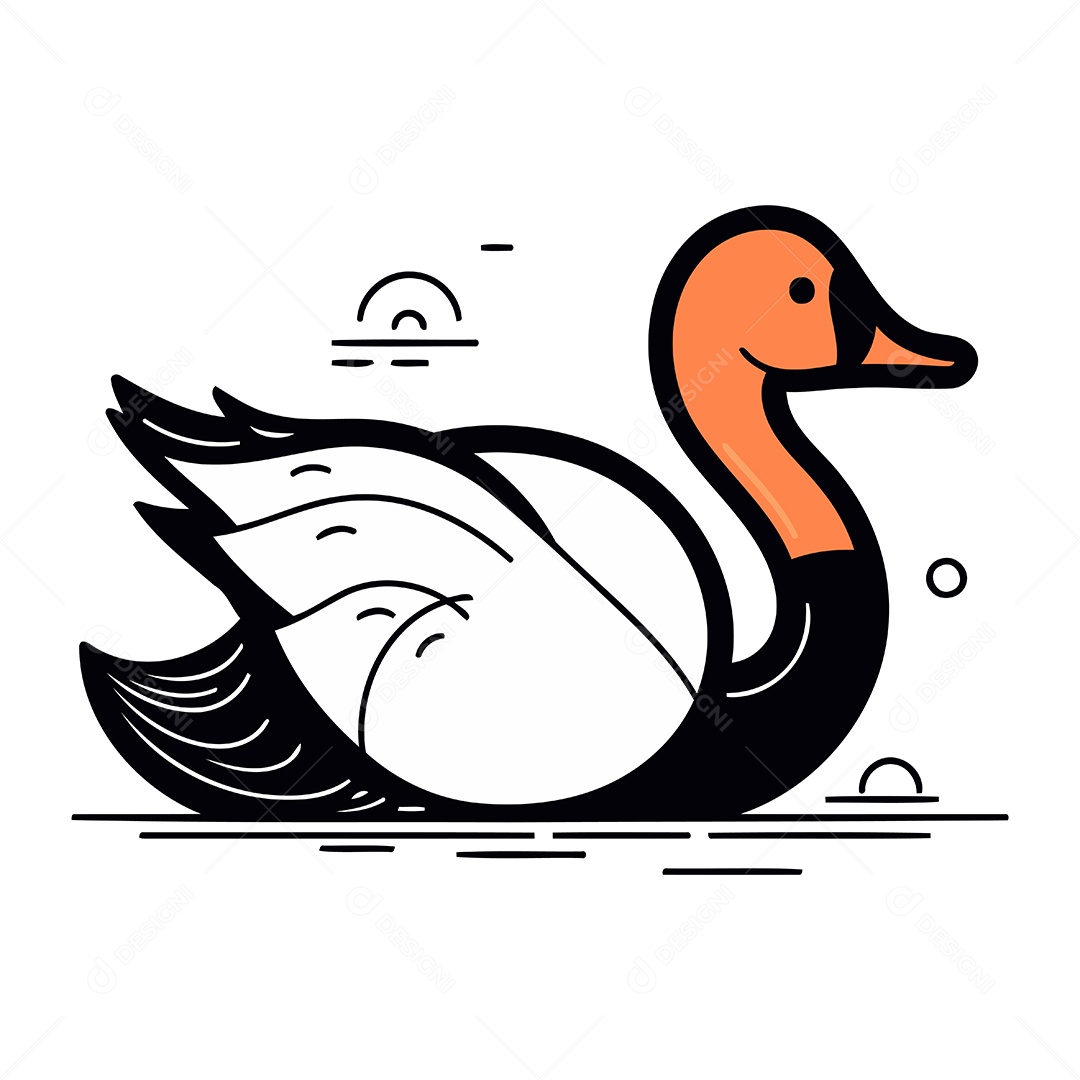 Cisne de Desenho Animado Ilustração Vetor EPS