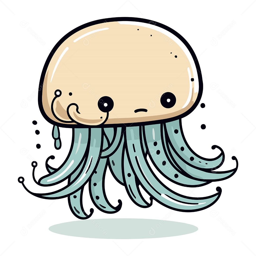 Água Viva de Desenho Animado Ilustração Vetor EPS