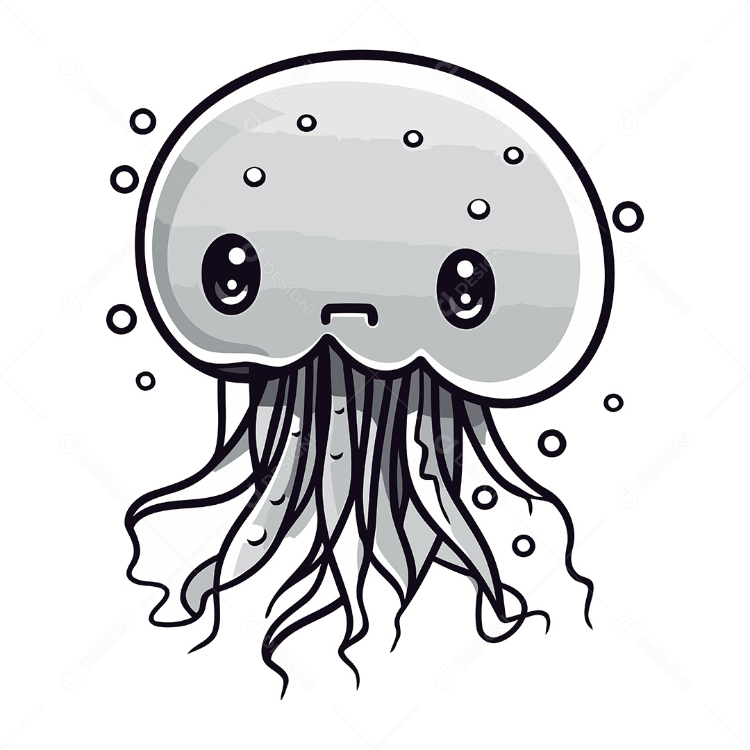 Água Viva de Desenho Animado Ilustração Vetor EPS