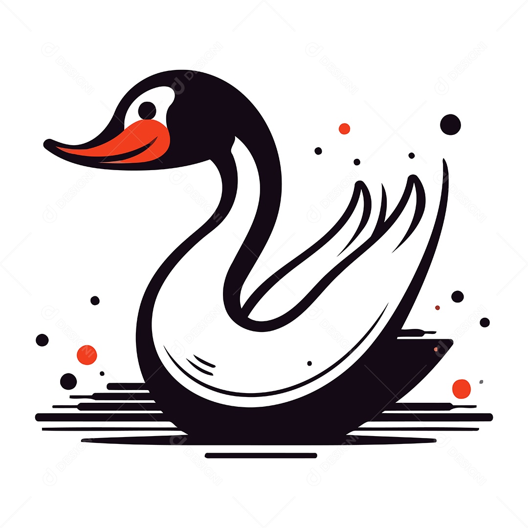 Cisne de Desenho Animado Ilustração Vetor EPS