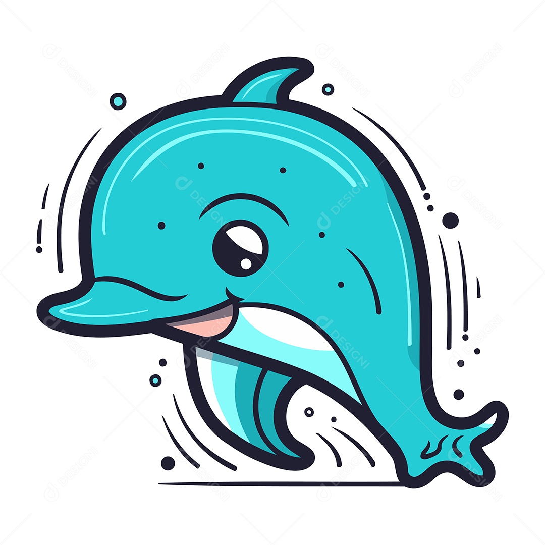 Golfinho de Desenho Animado Ilustração Vetor EPS