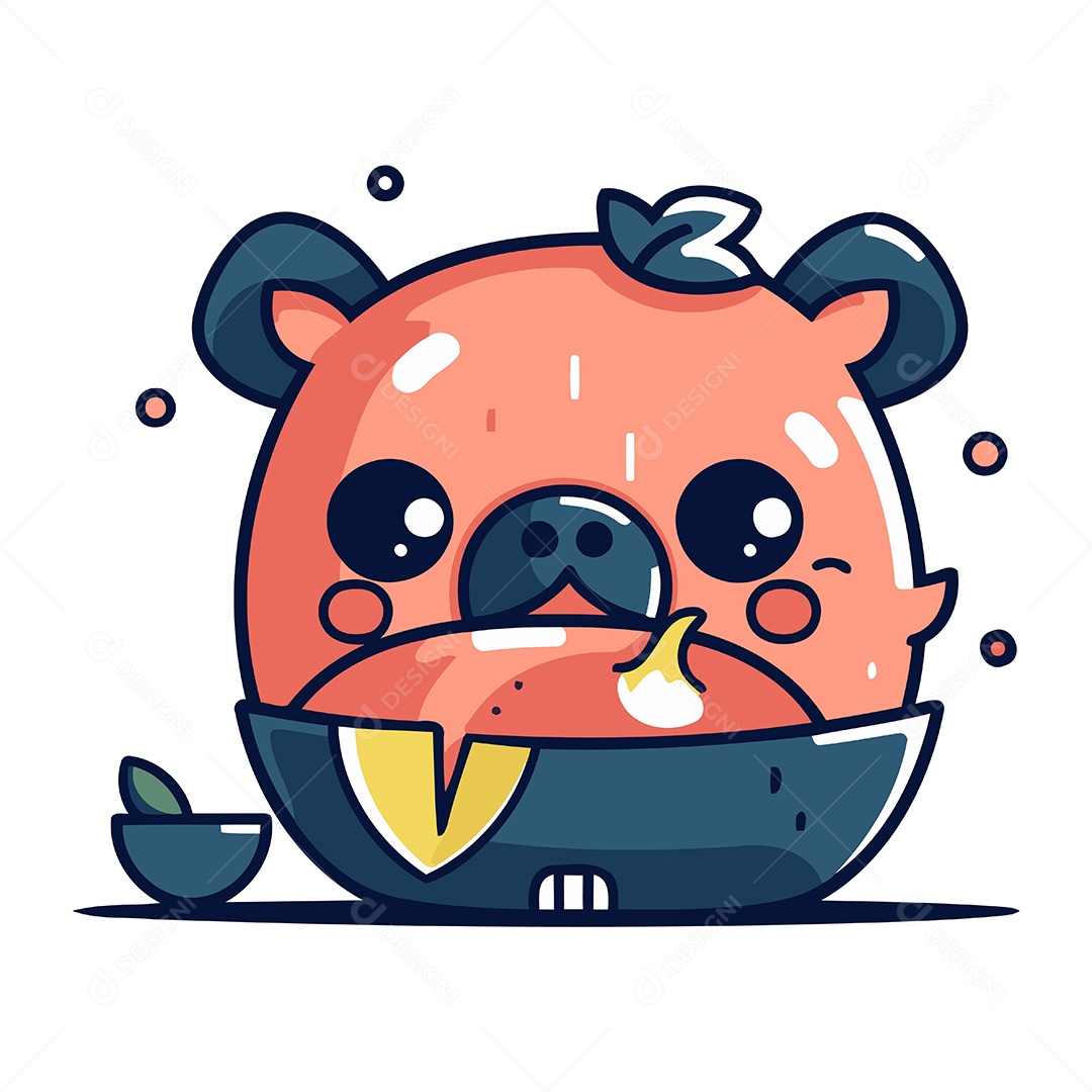 Panda Fofo Comendo Ilustração Vetor EPS