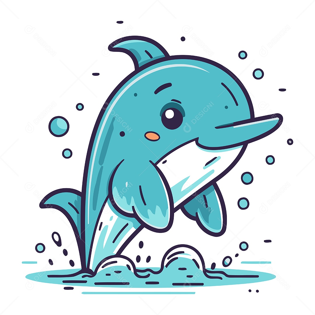 Golfinho de Desenho Animado Ilustração Vetor EPS