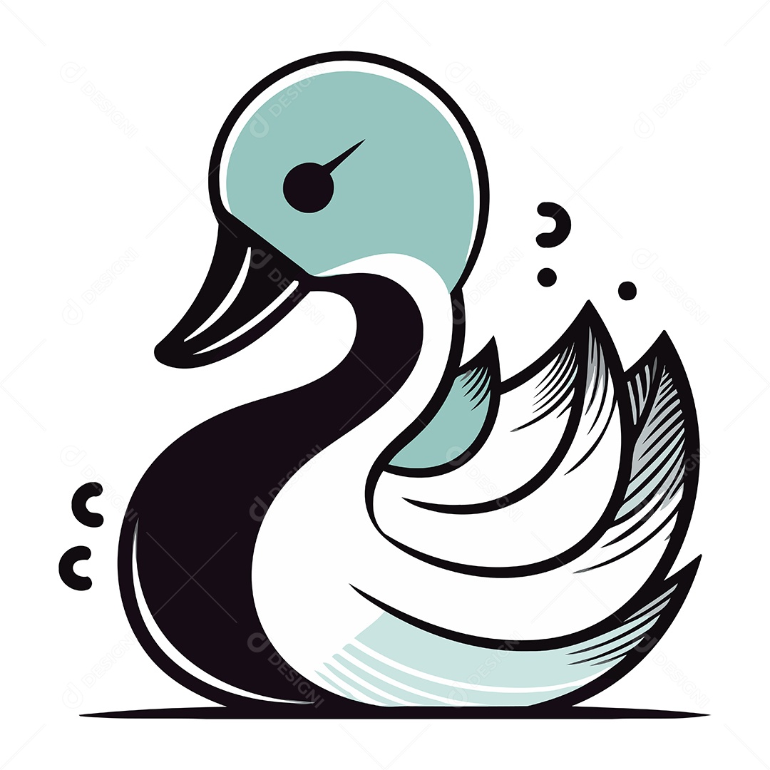 Cisne de Desenho Animado Ilustração Vetor EPS