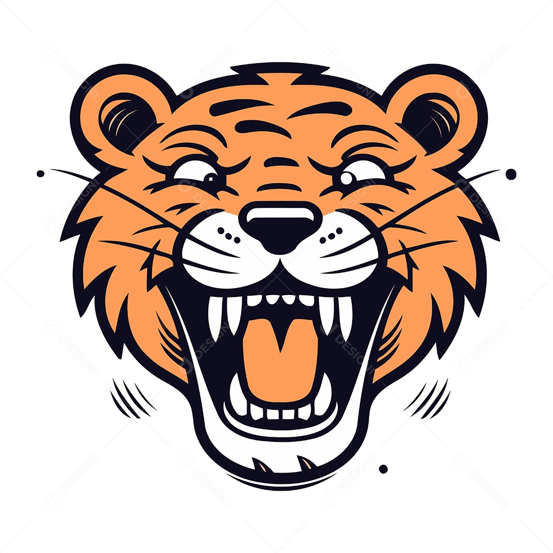 Cabeça de Tigre Desenho Animado Ilustração Vetor EPS