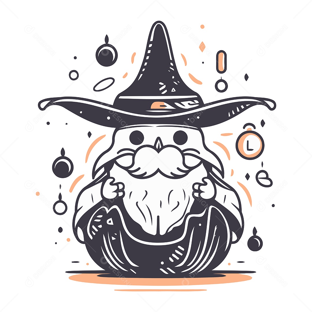 Mago de Desenho Animado Ilustração Vetor EPS