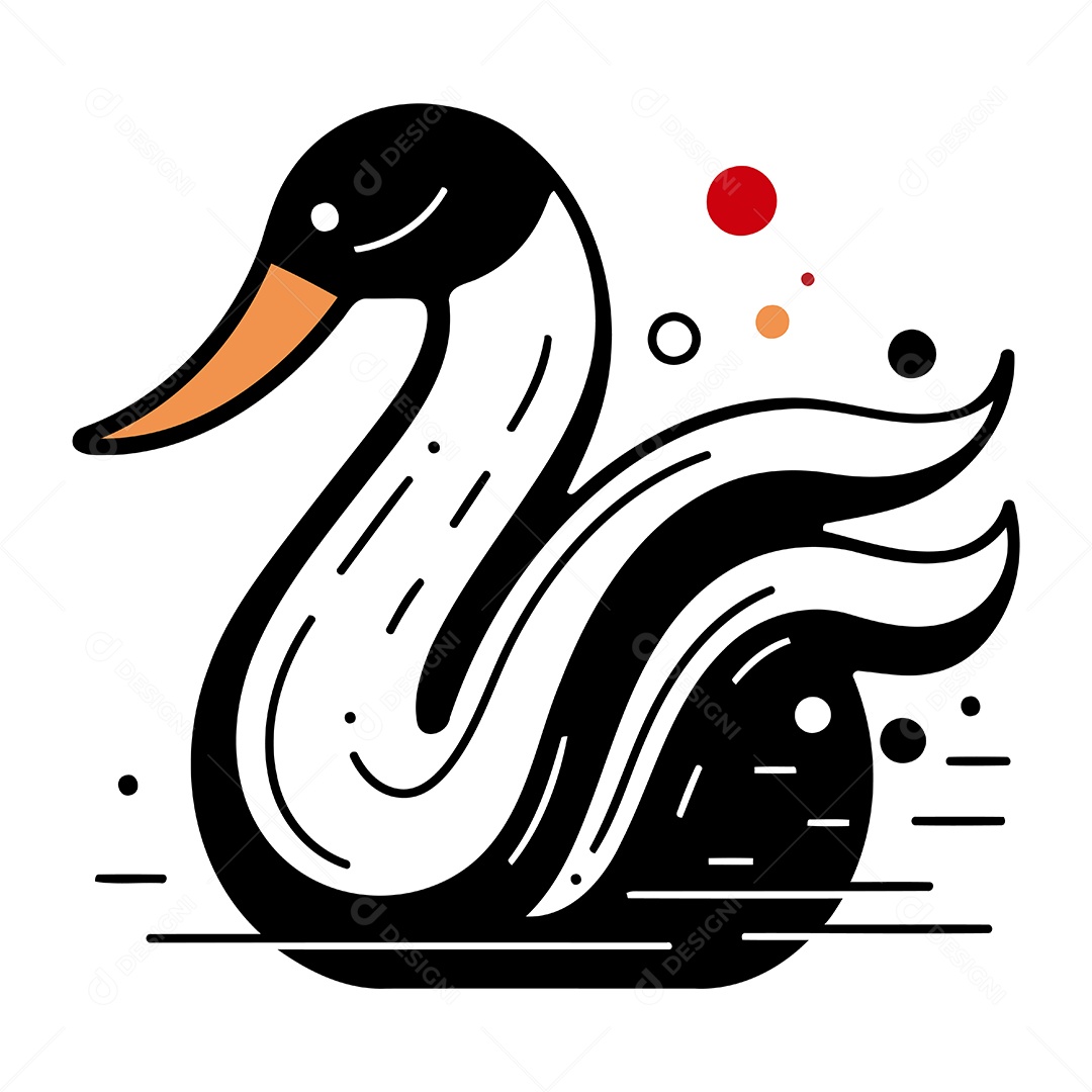 Cisne de Desenho Animado Ilustração Vetor EPS