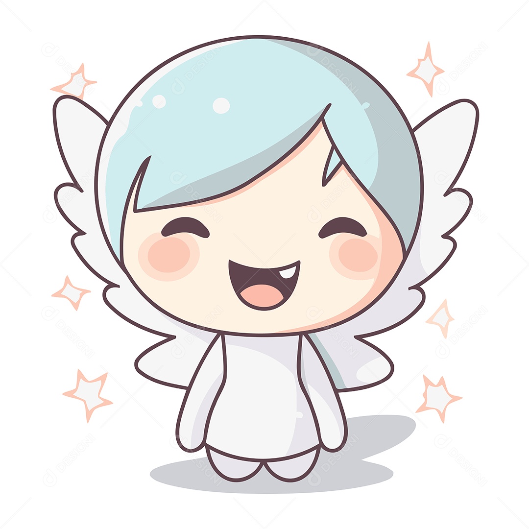 Anjo Fofo de Desenho Animado Ilustração Vetor EPS