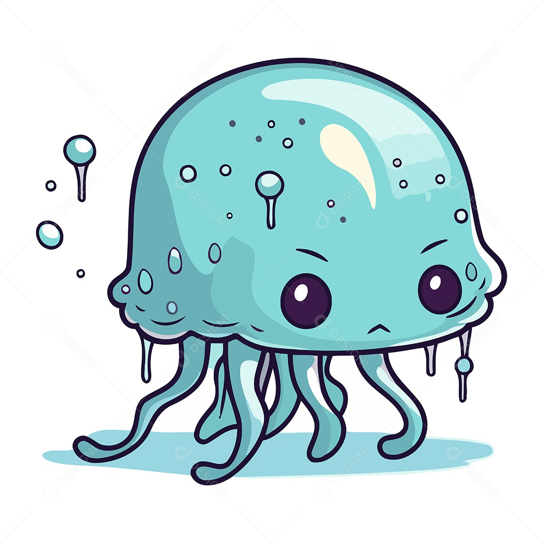 Água Viva de Desenho Animado Ilustração Vetor EPS