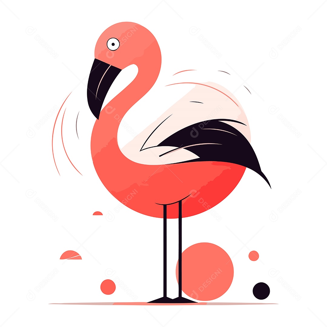 Flamingo de Desenho Animado Ilustração Vetor EPS