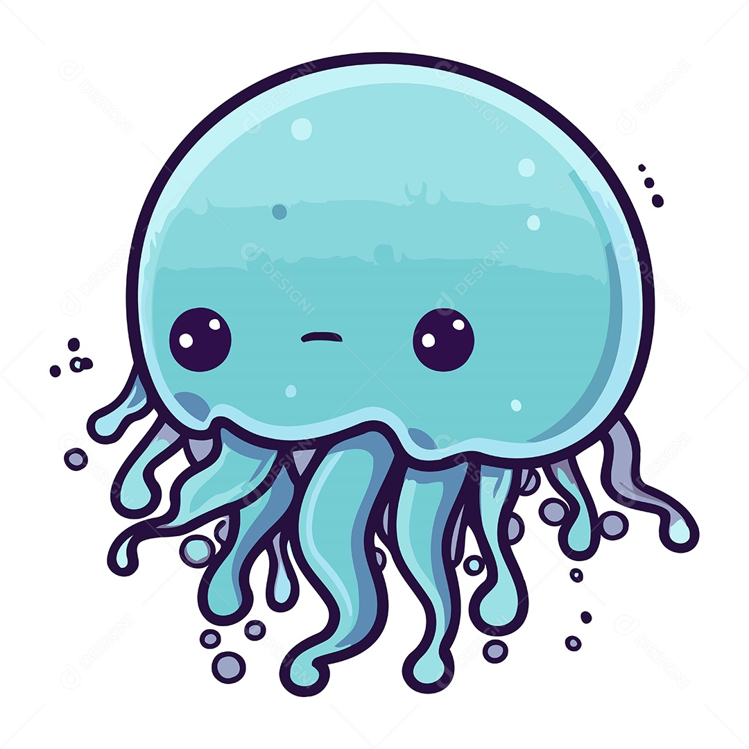 Água Viva de Desenho Animado Ilustração Vetor EPS