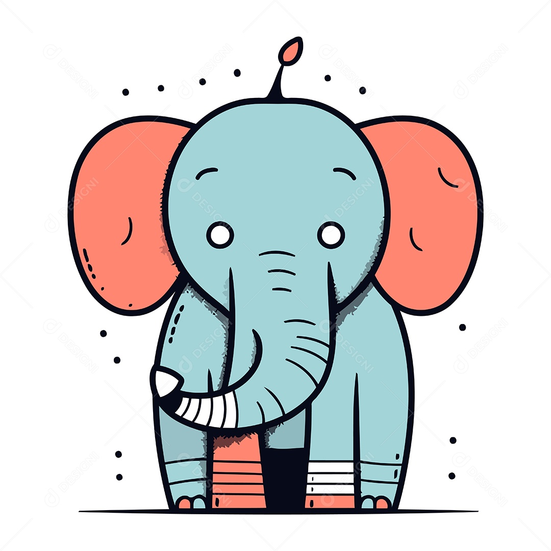 Elefante Fofo de Desenho Animado Ilustração Vetor EPS