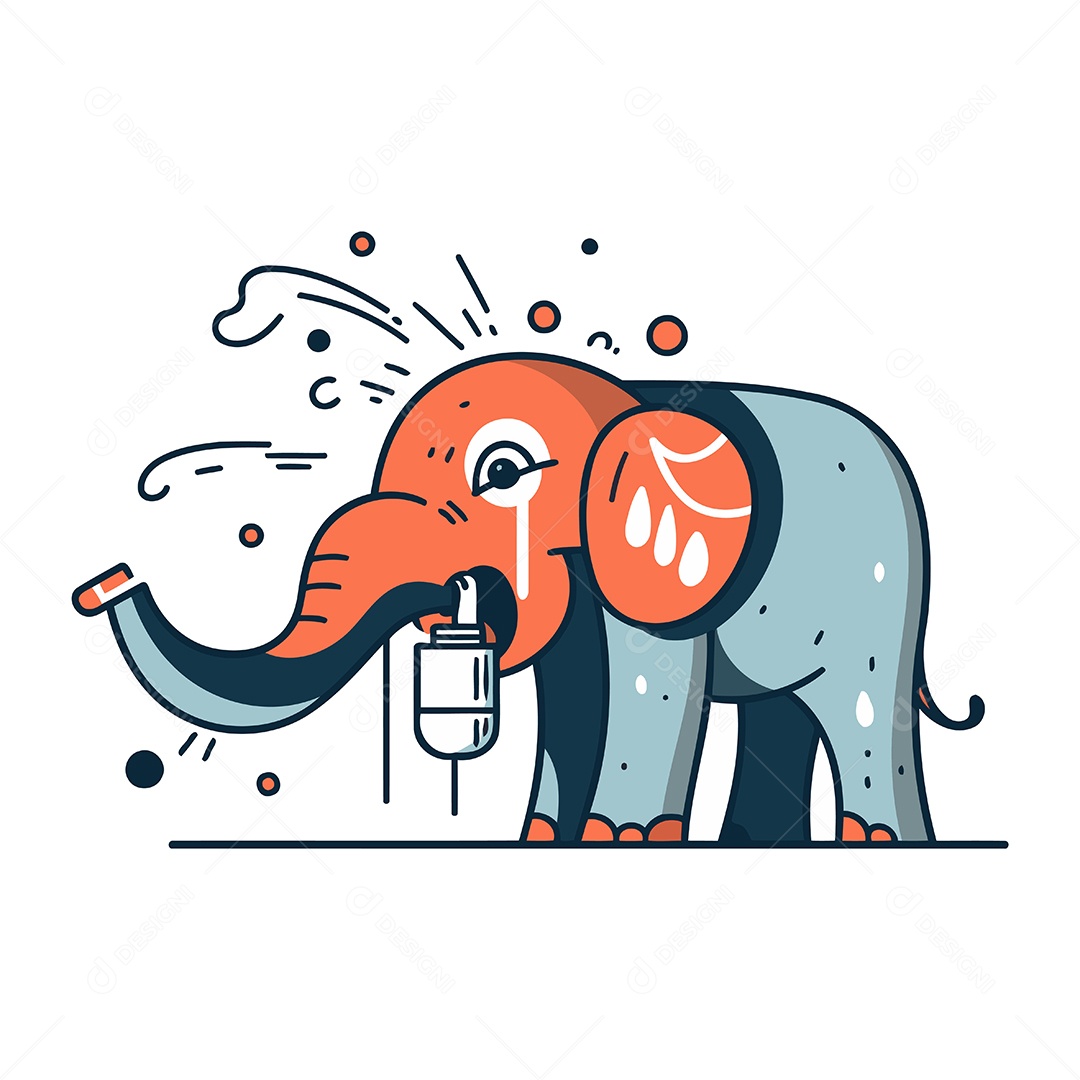 Elefante de Desenho Animado Ilustração Vetor EPS