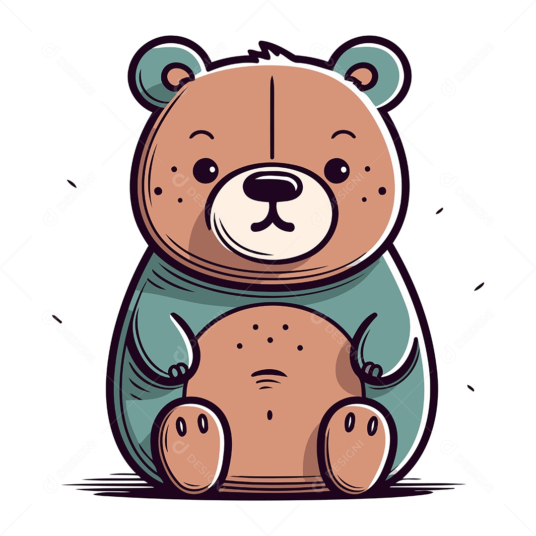 Urso Fofo de Desenho Animado Ilustração Vetor EPS