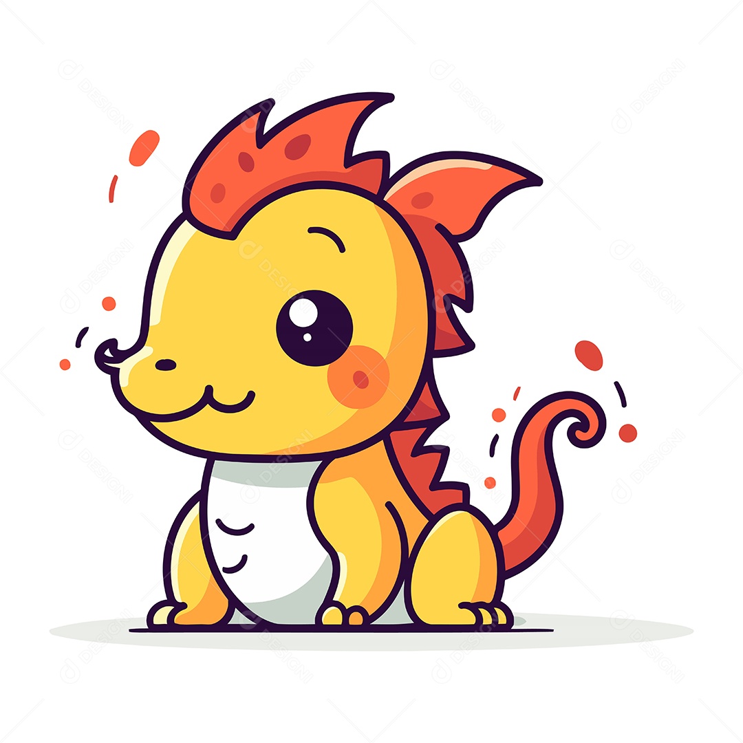 Filhote de Dinossauro Fofo Ilustração Vetor EPS