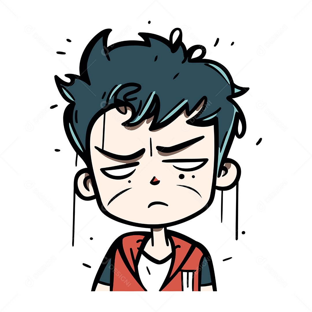Menino Irritado de Desenho Animado Ilustração Vetor EPS