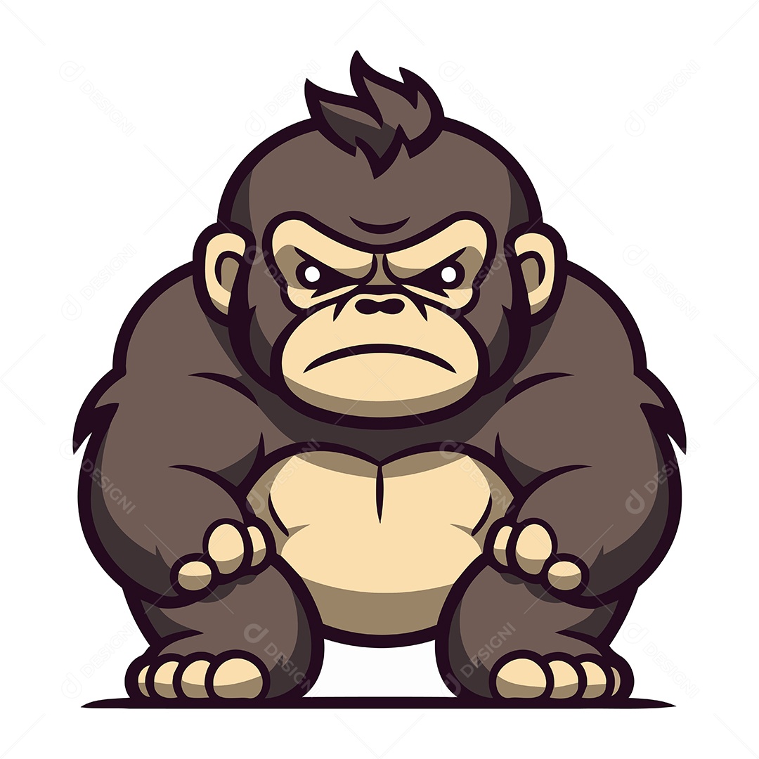 Gorila Furioso de Desenho Animado Ilustração Vetor EPS