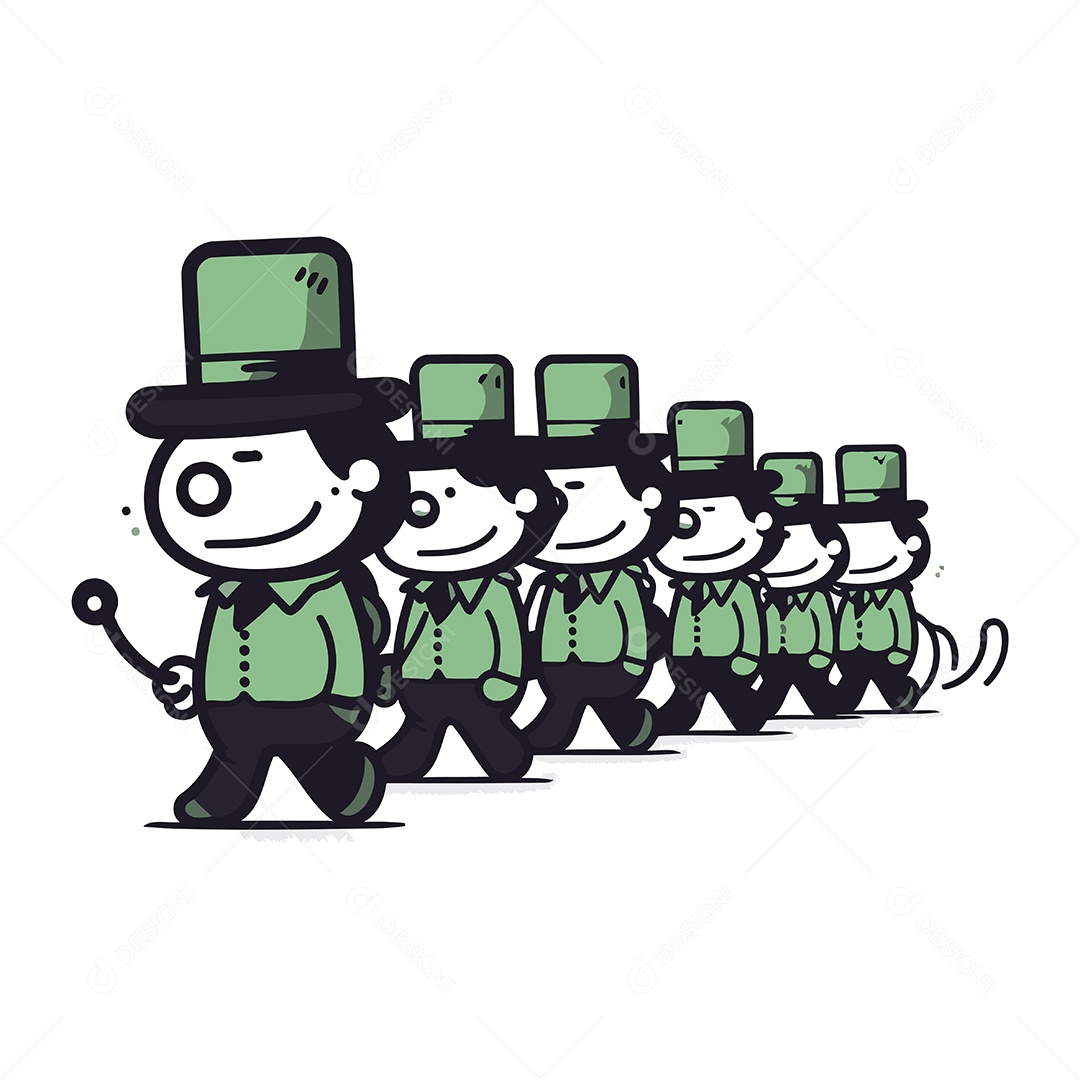 Grupo de Duendes Marchando Ilustração Vetor EPS