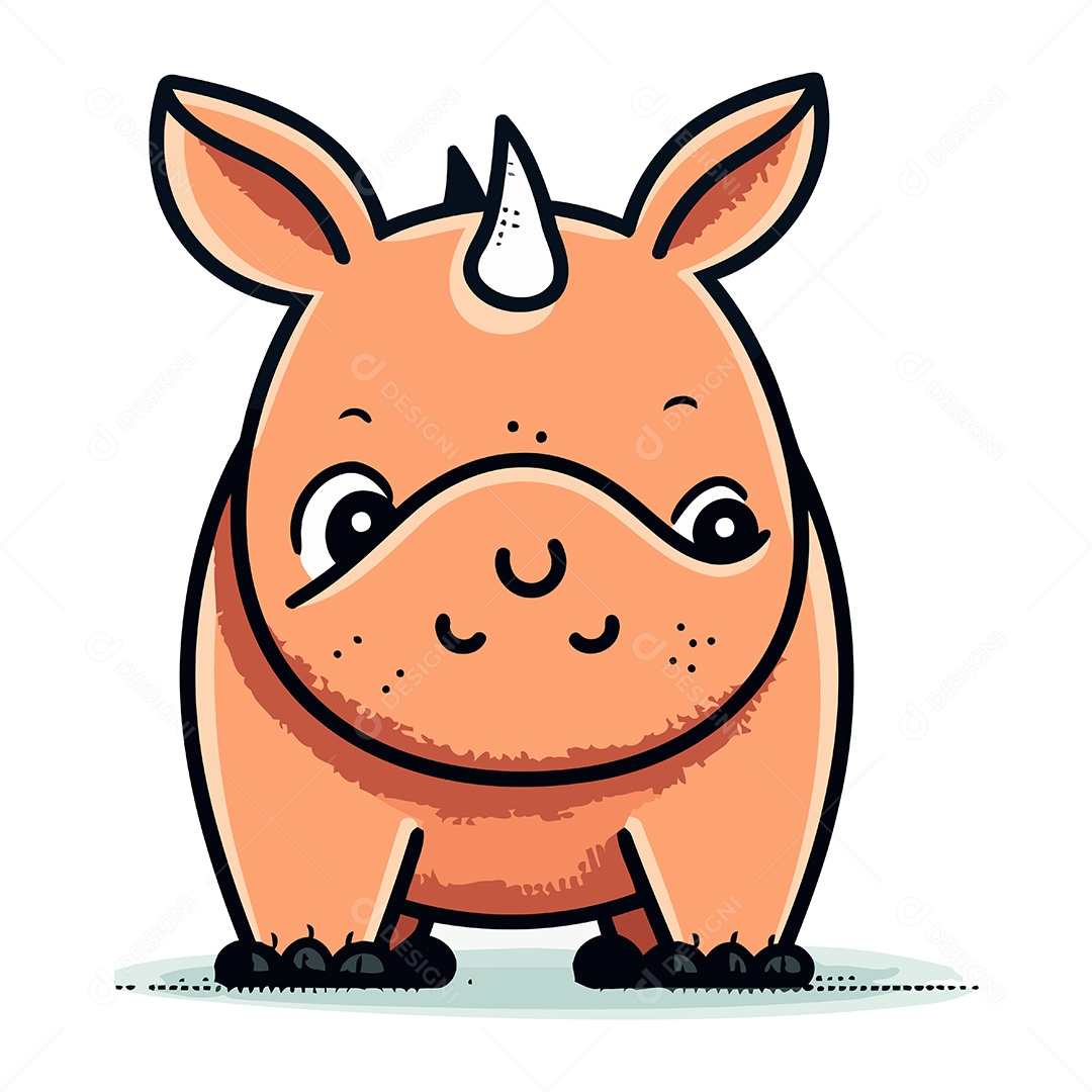 Rinoceronte de Desenho Animado Ilustração Vetor EPS