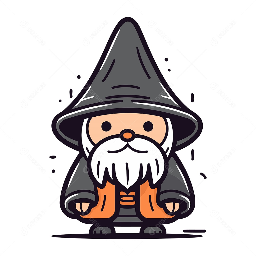 Gnomo de Jardim Desenho Animado Ilustração Vetor EPS