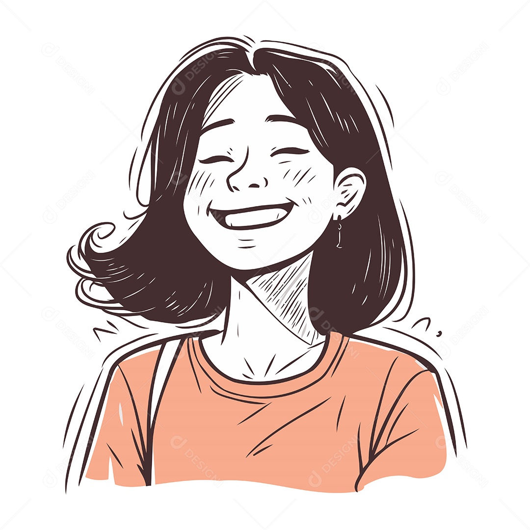 Menina Sorridente de Desenho Animado Ilustração Vetor EPS