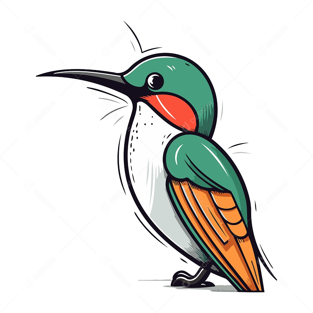 Beija Flor de Desenho Animado Ilustração Vetor EPS