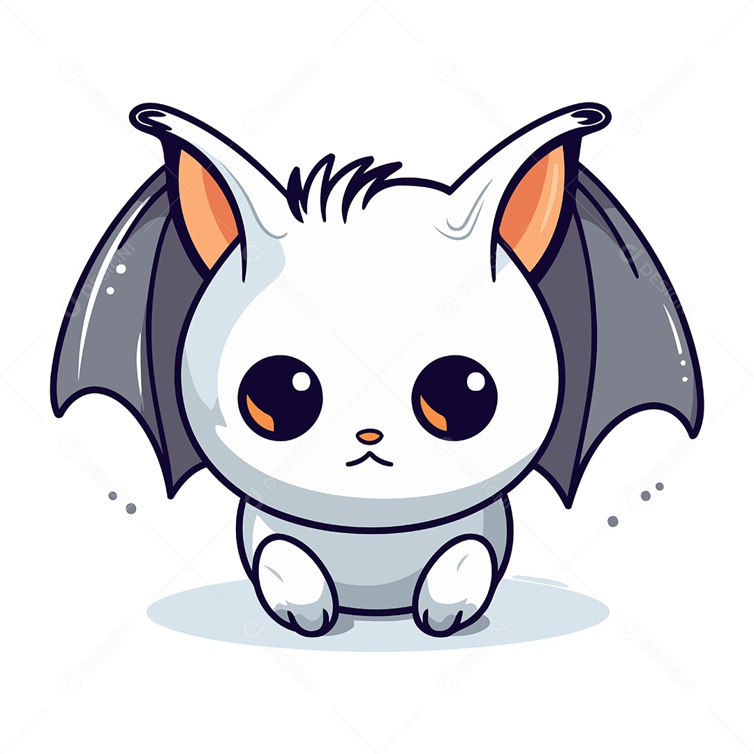 Morcego Fofo de Desenho Animado Ilustração Vetor EPS