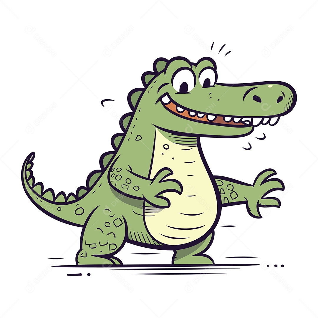 Crocodilo de Desenho Animado Ilustração Vetor EPS