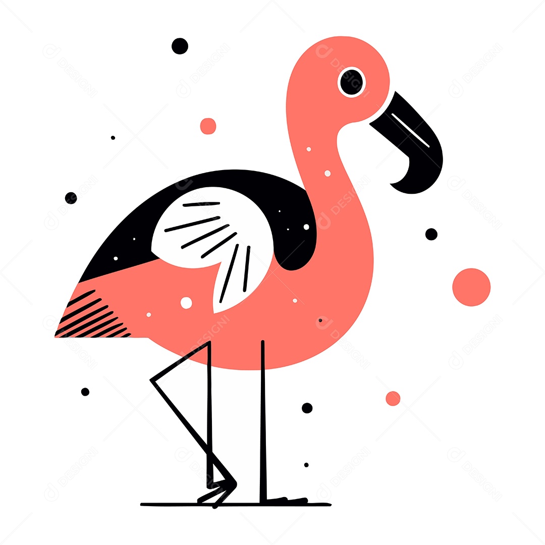 Flamingo de Desenho Animado Ilustração Vetor EPS