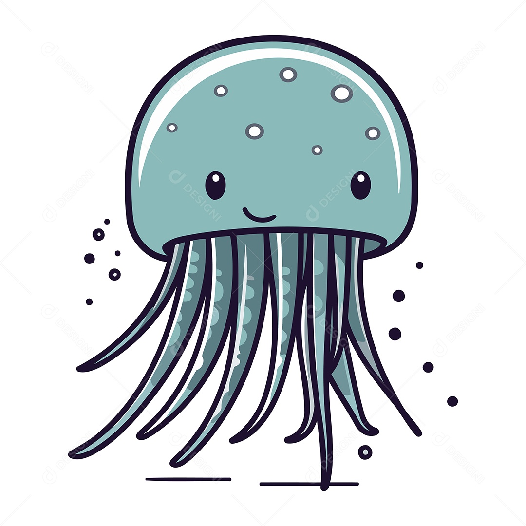 Água Viva de Desenho Animado Ilustração Vetor EPS