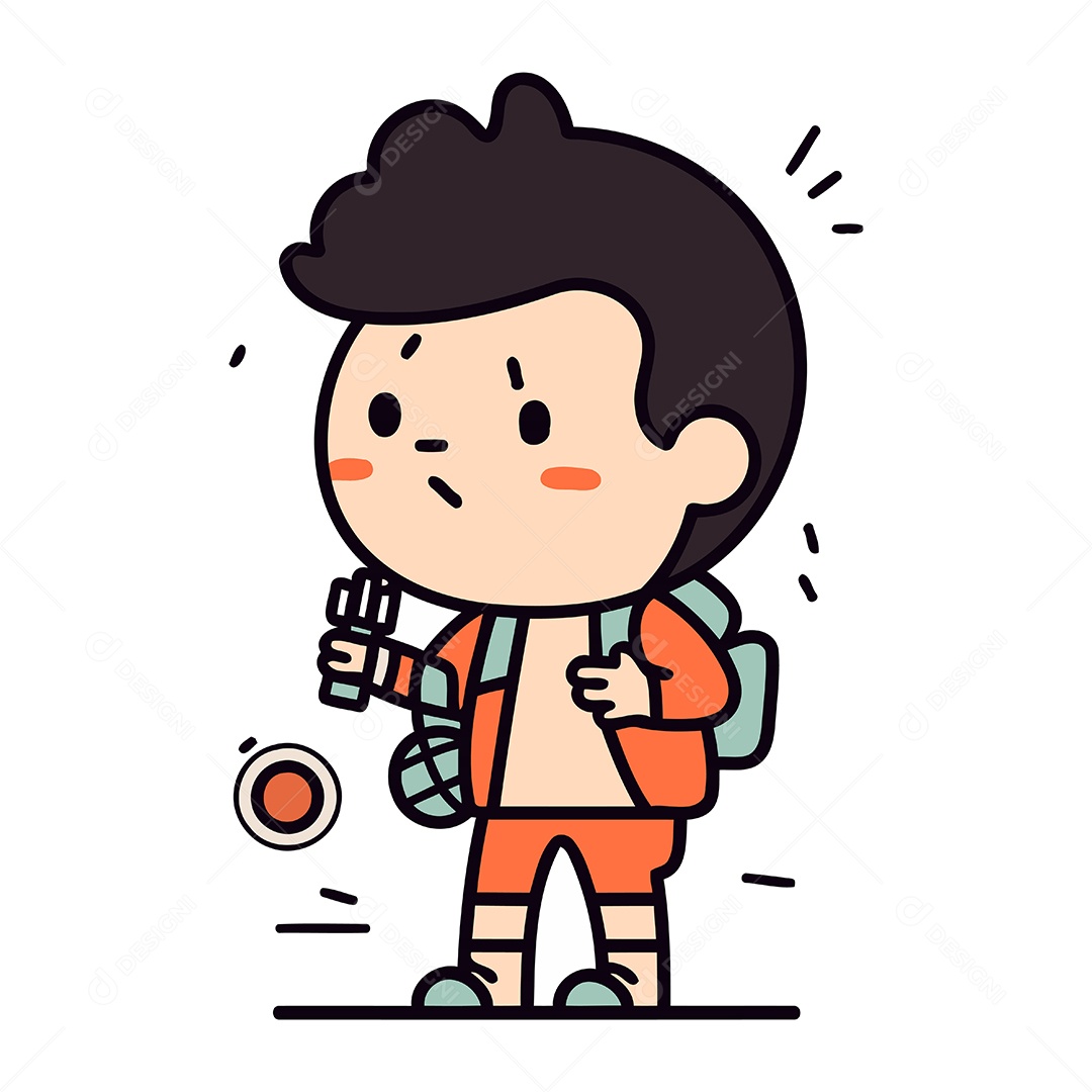 Garoto Fofo de Desenho Animado com Mochila Ilustração Vetor EPS