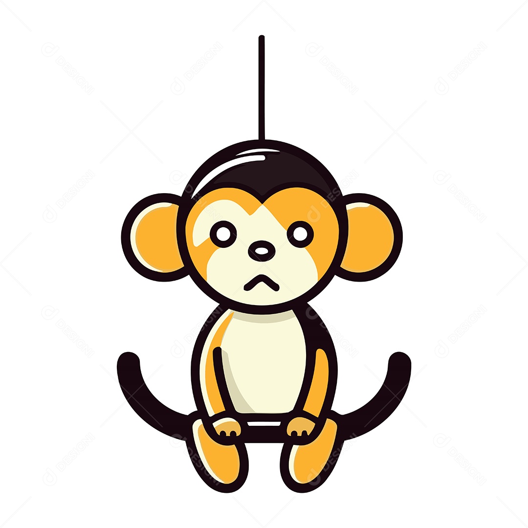 Macaco Fofo de Desenho Animado Ilustração Vetor EPS
