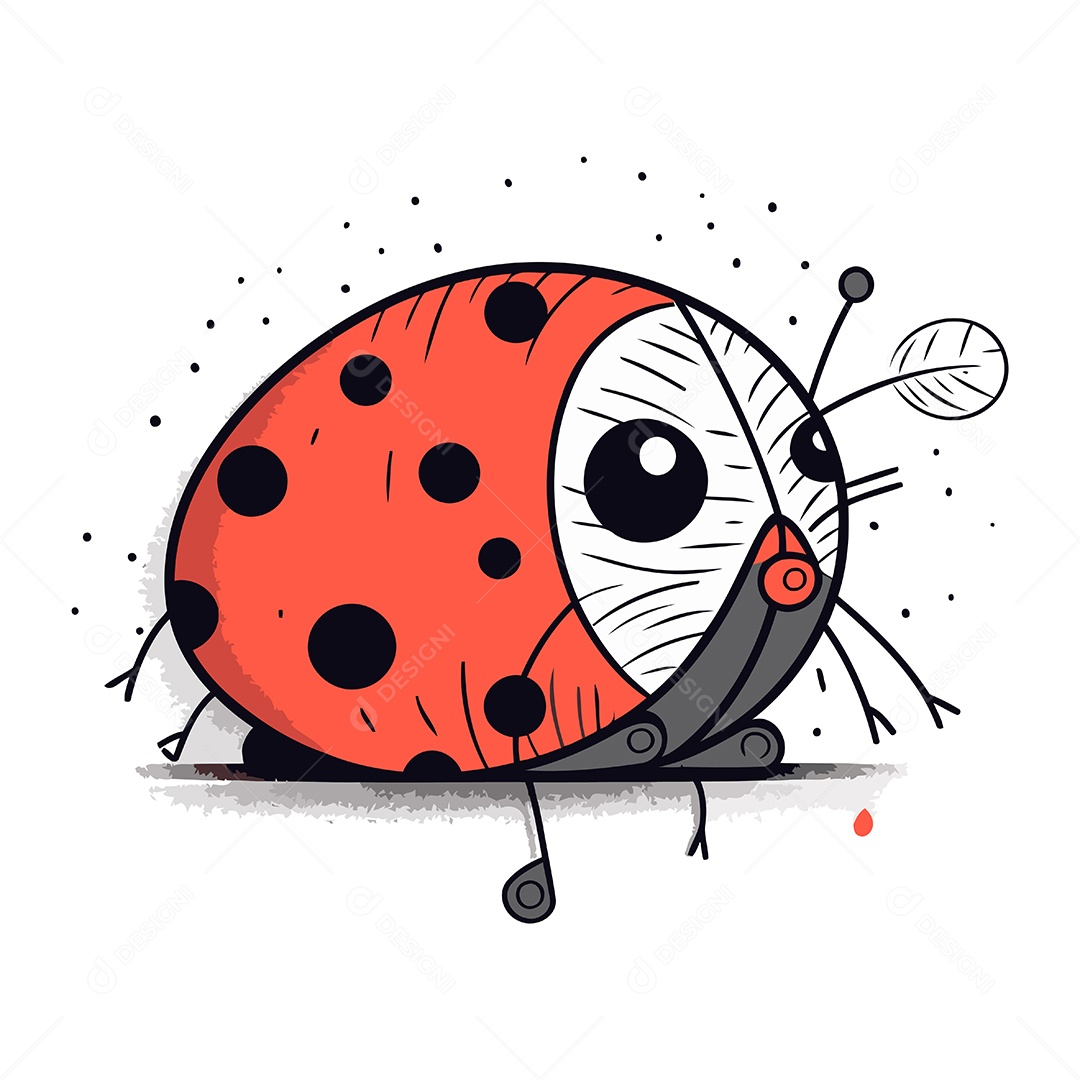 Joaninha Fofa de Desenho Animado Ilustração Vetor EPS