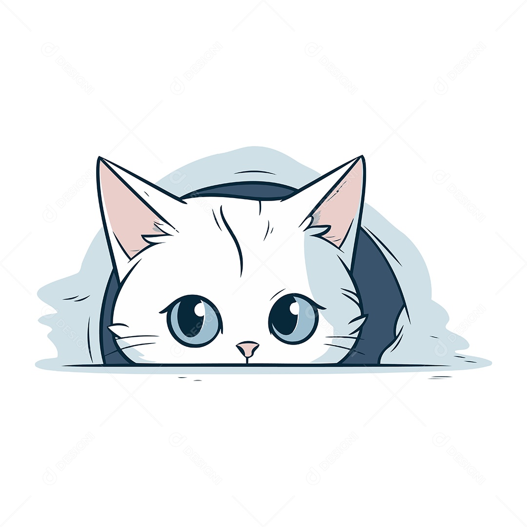 Gato Fofo de Desenho Animado Ilustração Vetor EPS
