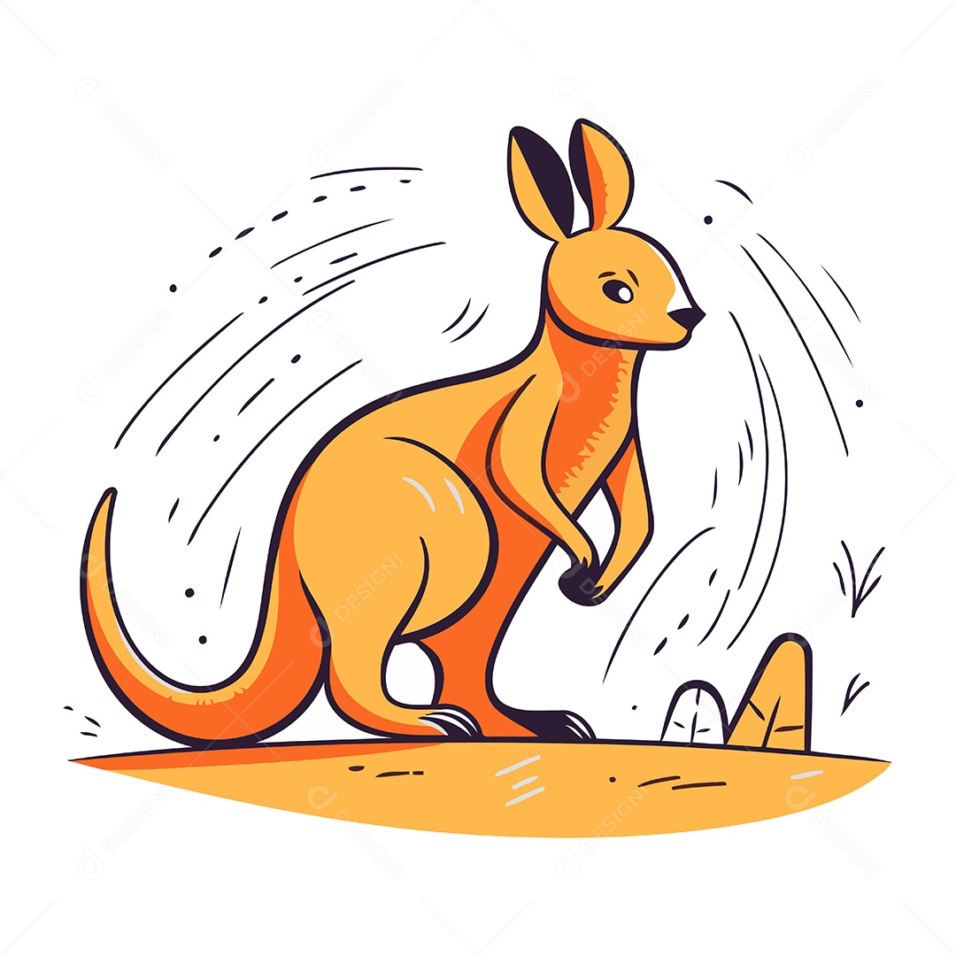 Canguru de Desenho Animado Ilustração Vetor EPS