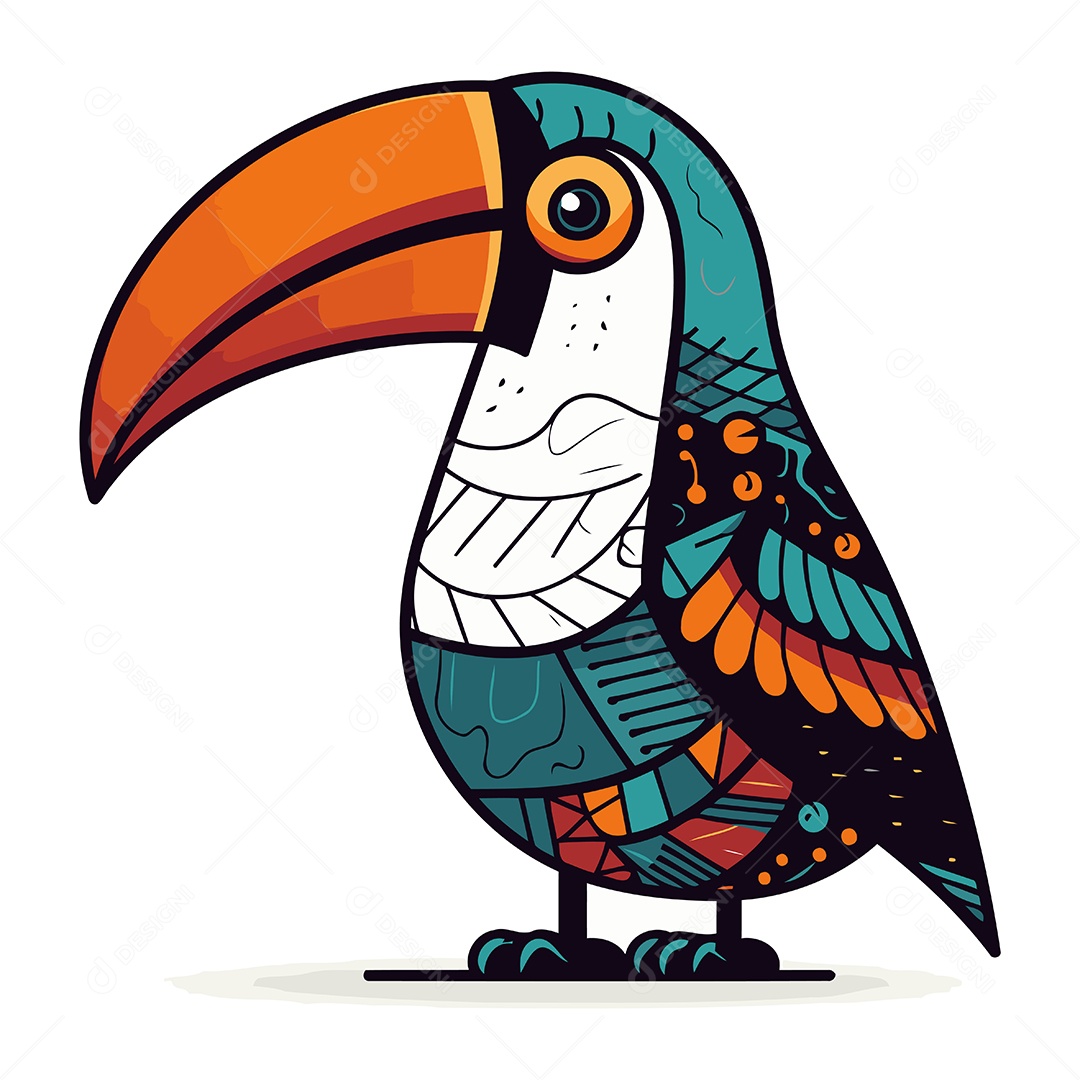 Tucano de Desenho Animado Ilustração Vetor EPS