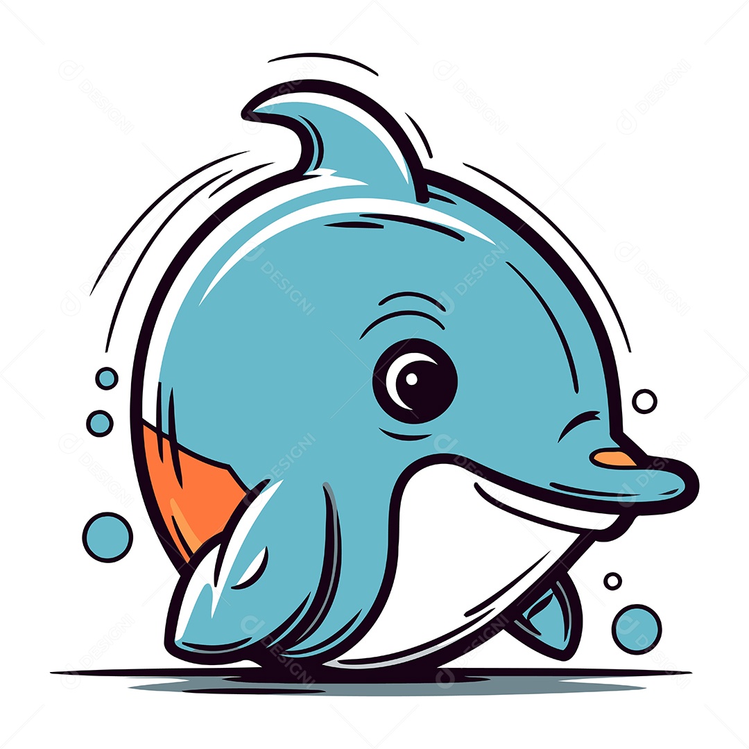 Golfinho de Desenho Animado Ilustração Vetor EPS