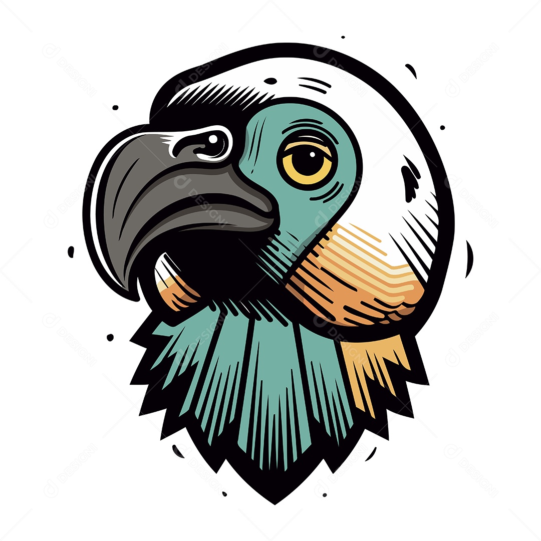 Cabeça de Abutre Desenho Animado Ilustração Vetor EPS