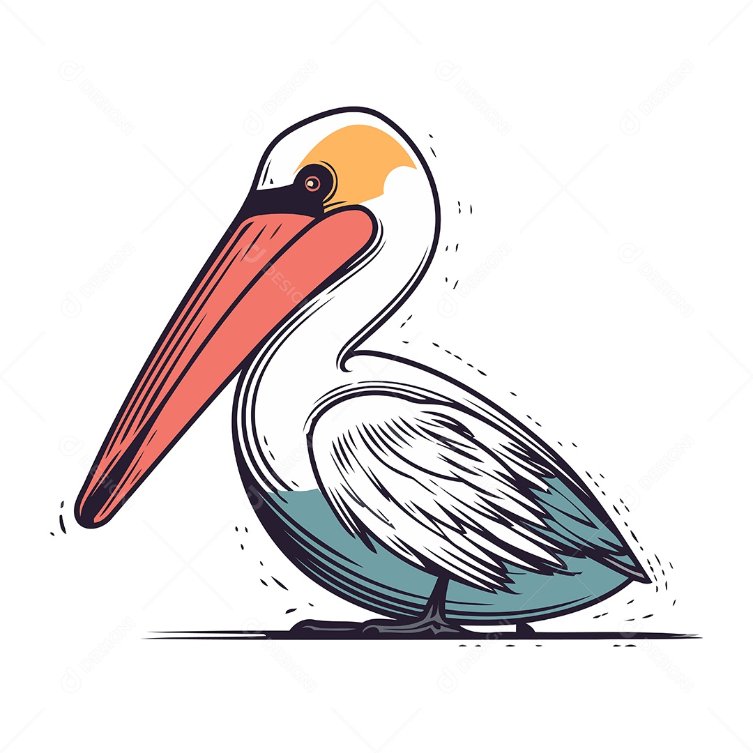 Pelicano de Desenho Animado Ilustração Vetor EPS