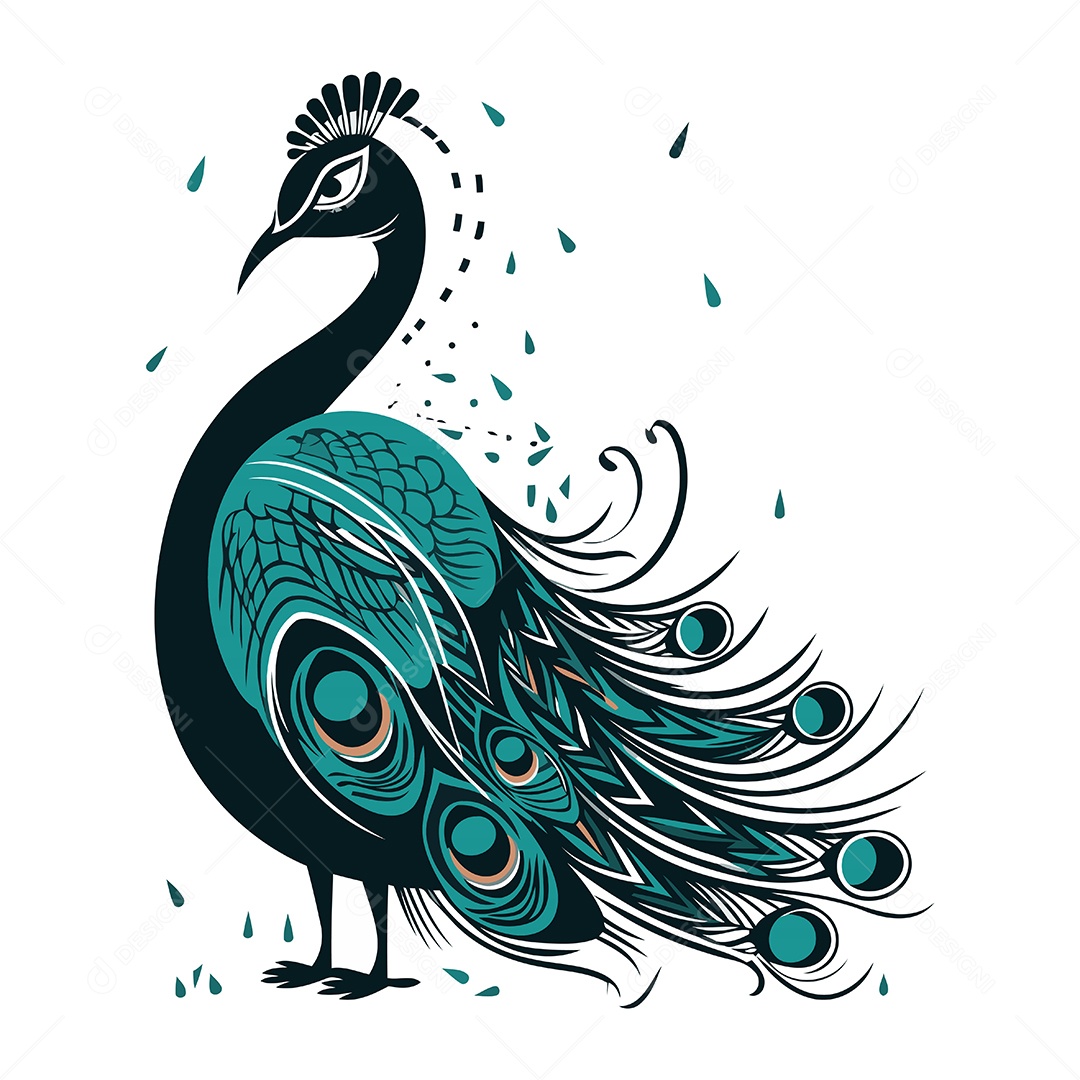 Pavão de Desenho Animado Ilustração Vetor EPS