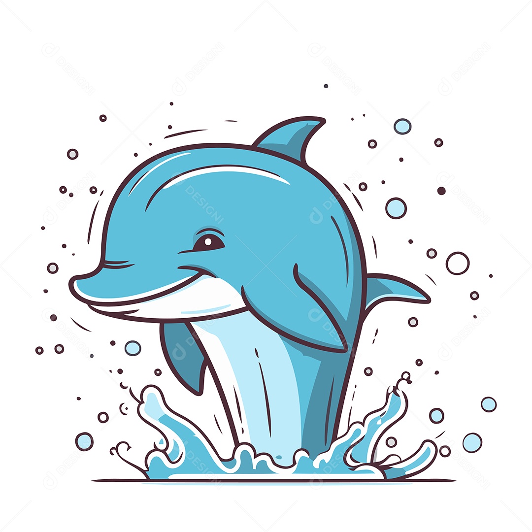 Golfinho Saltando Para Fora da Água Ilustração Vetor EPS