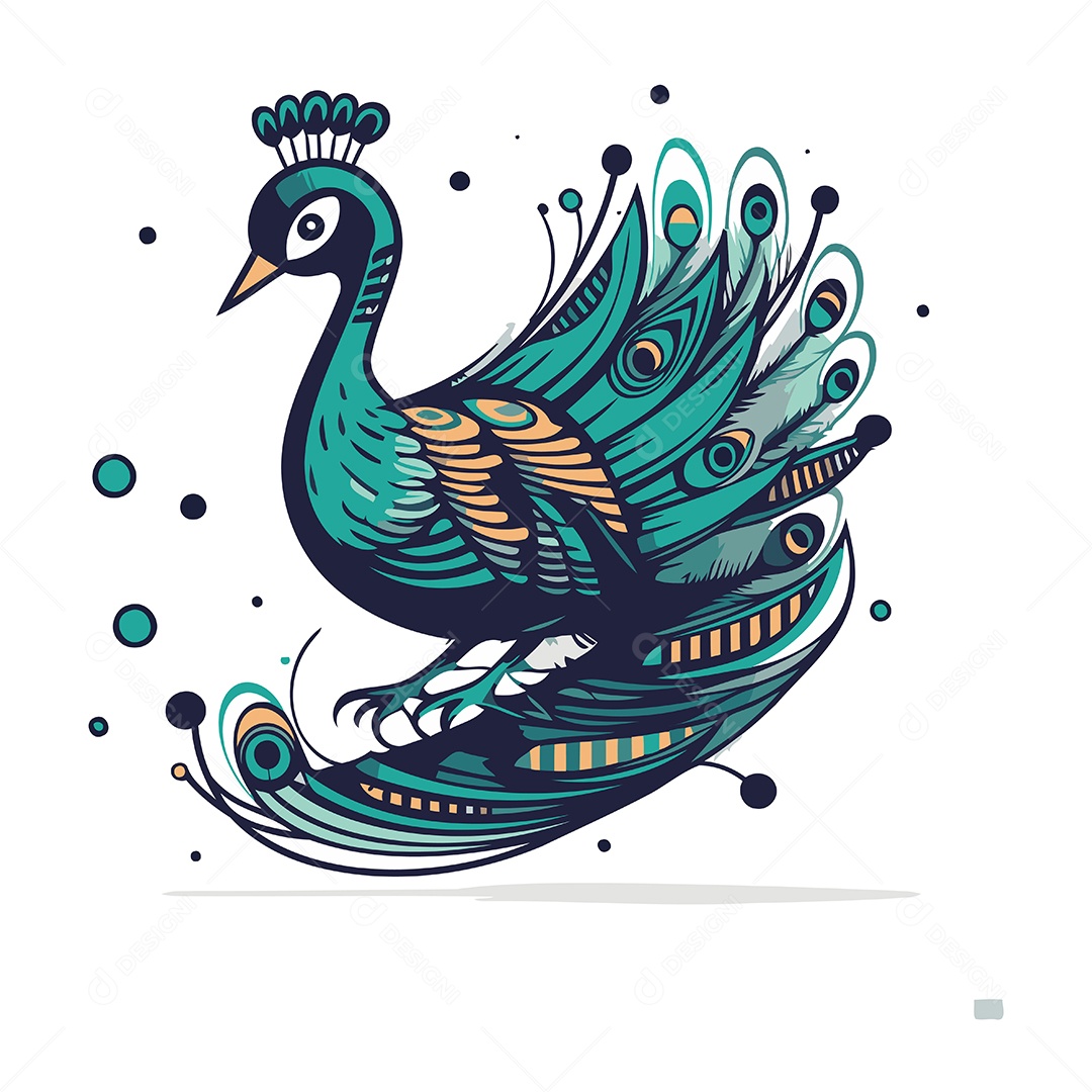 Pavão de Desenho Animado Ilustração Vetor EPS