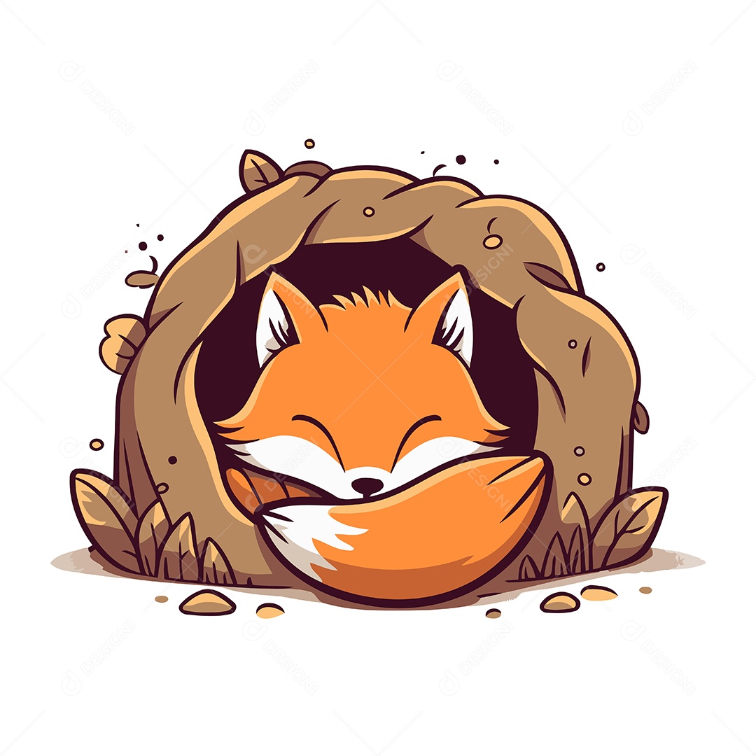 Raposa Fofa de Desenho Animado Ilustração Vetor EPS