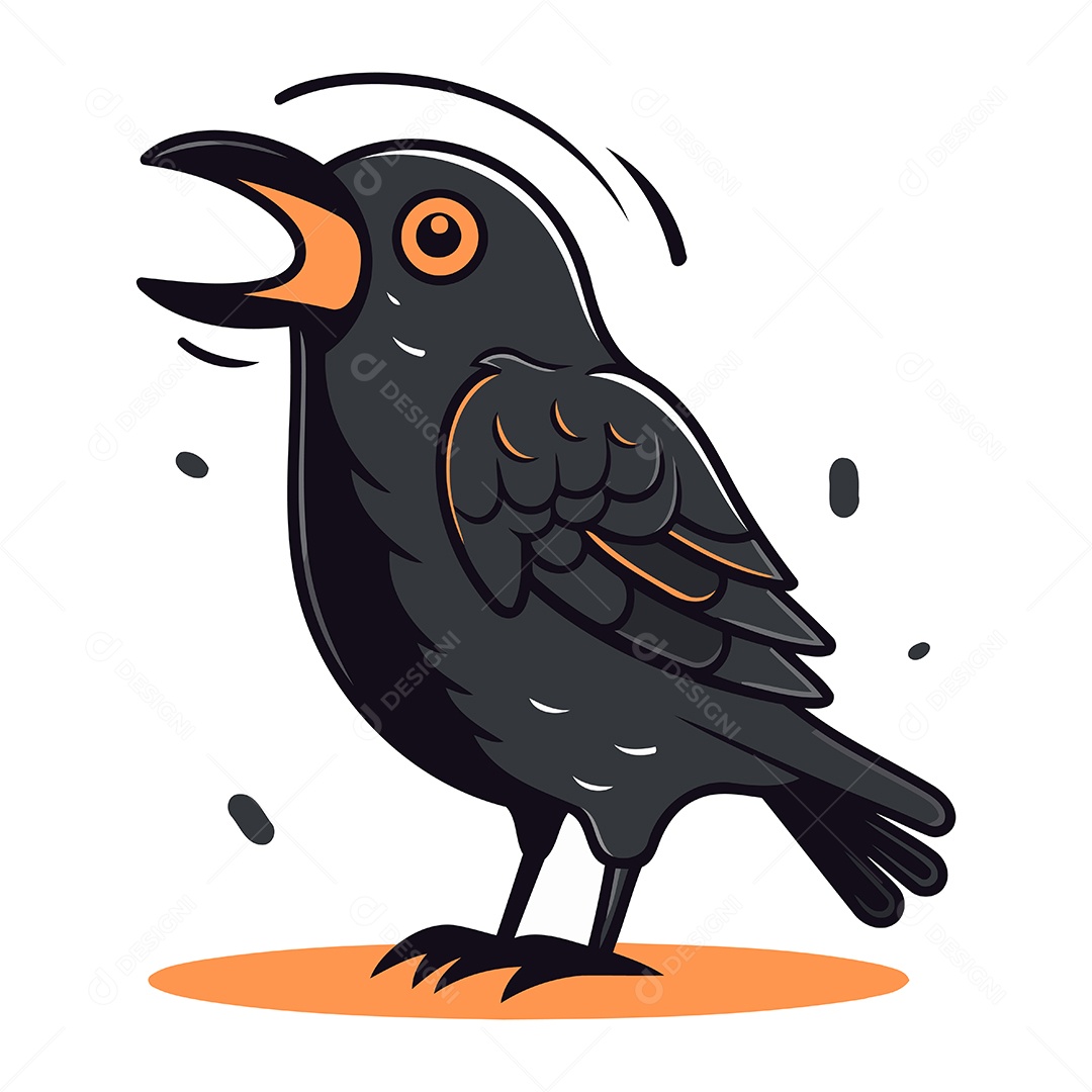 Corvo de Desenho Animado Ilustração Vetor EPS